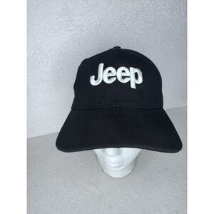 Jeep Adult Black With White Logo Cap One Size Unisex Adjustable